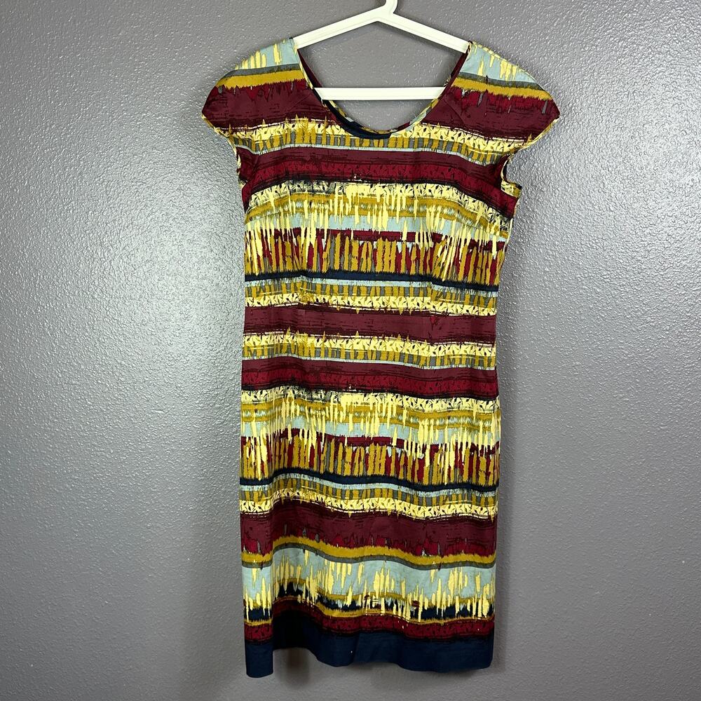 Pendleton Dress Size 16 cocktail Career Lined Sheath Aztec Print Red Brown